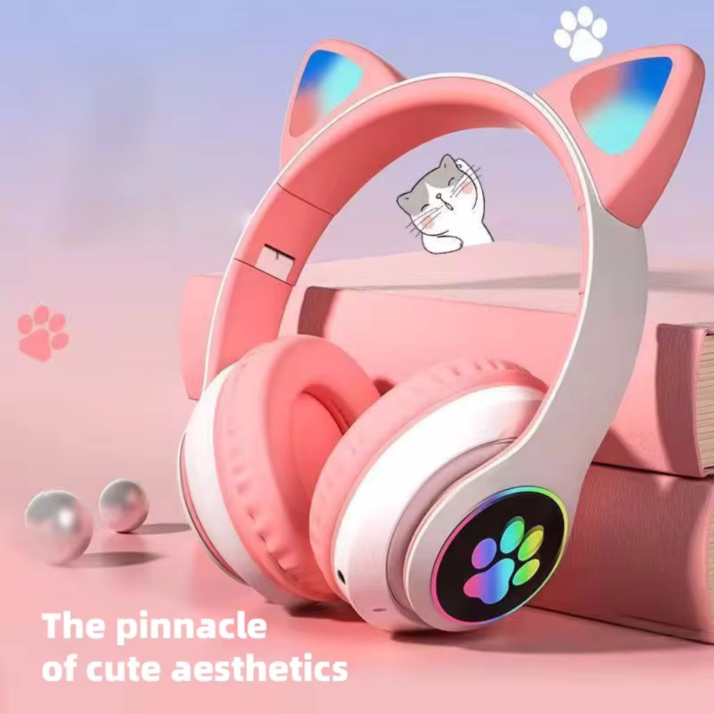 Cat Ear Bluetooth Headset Led - Katlanabilir Kablosuz Bluetooth Kulaklık, Kulak Üstü