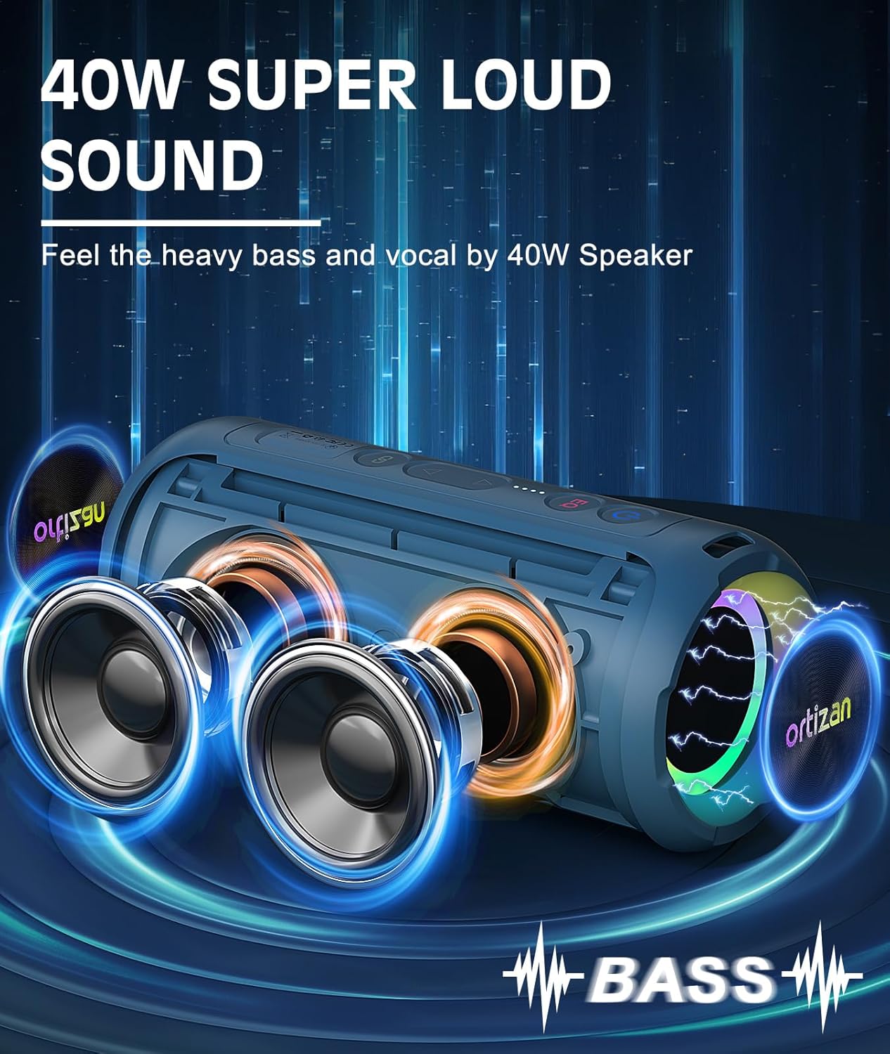 40W HD ses ve bas ile Ortizan  - Portable Bluetooth Speaker Waterproof Ipx7 incelemesi ve fiyatı