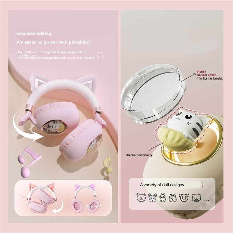 Katlanabilir, Bluetooth 5.3 öz - Cat Ear Bluetooth Headset Led incelemesi ve fiyatı